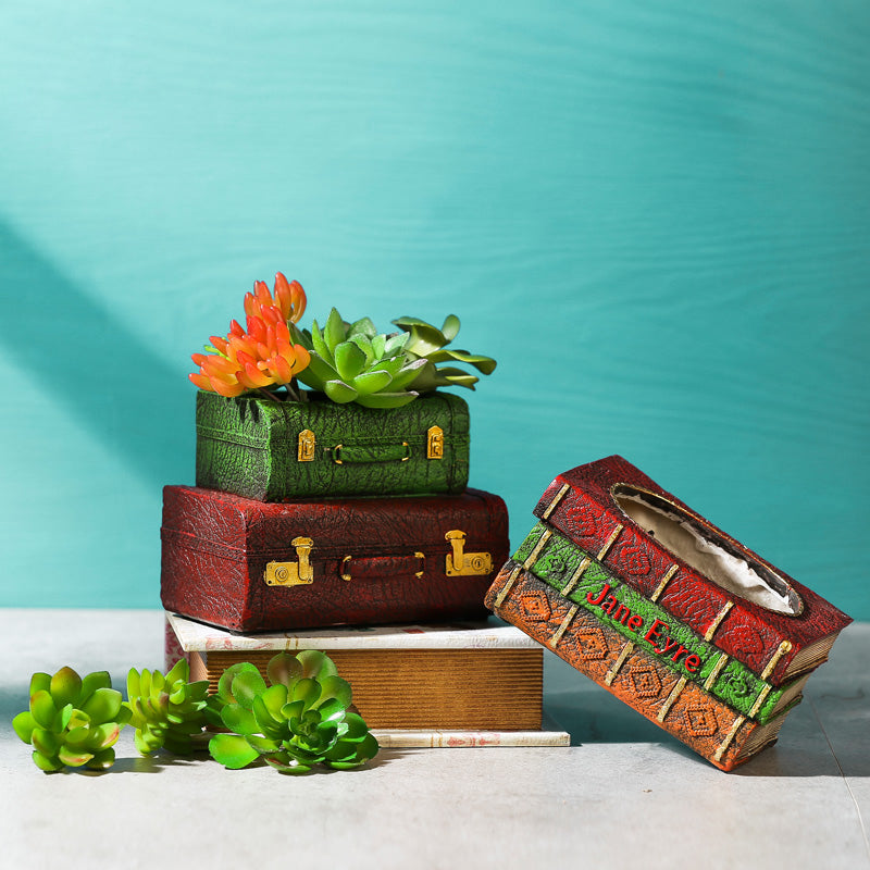 Creative Resin Book Suitcase Bonsai Pot