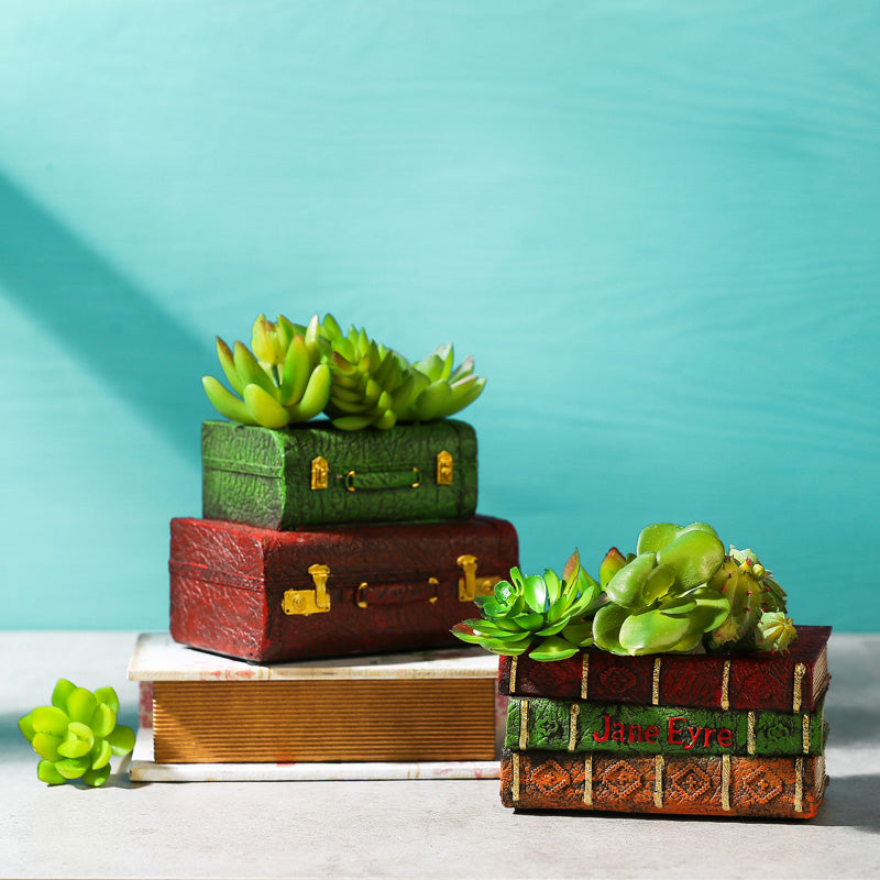 Creative Resin Book Suitcase Bonsai Pot