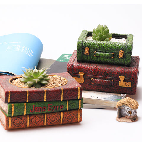 Creative Resin Book Suitcase Bonsai Pot